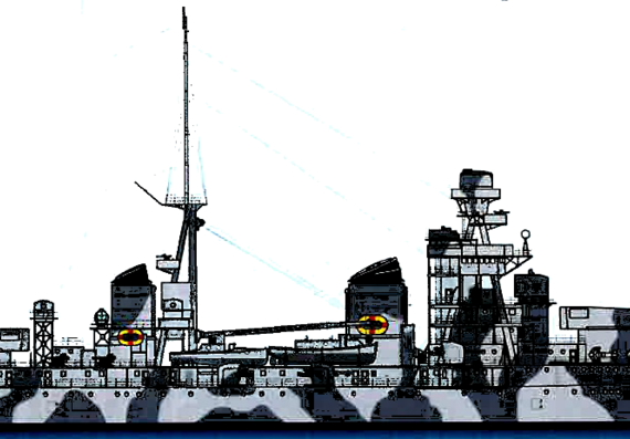 Крейсер RN Flume 1941 [(Heavy Cruiser) - чертежи, габариты, рисунки
